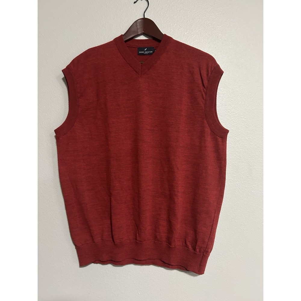 Daniel Hechter Paris Sweater Vest XL Wool Blend Red Academia Grandpacore Dad
